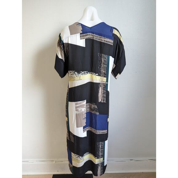 Aritzia Babaton Sz XS Jessie Midi Dress Black White Abstract Print Short Sleeve - Picture 11 of 14
